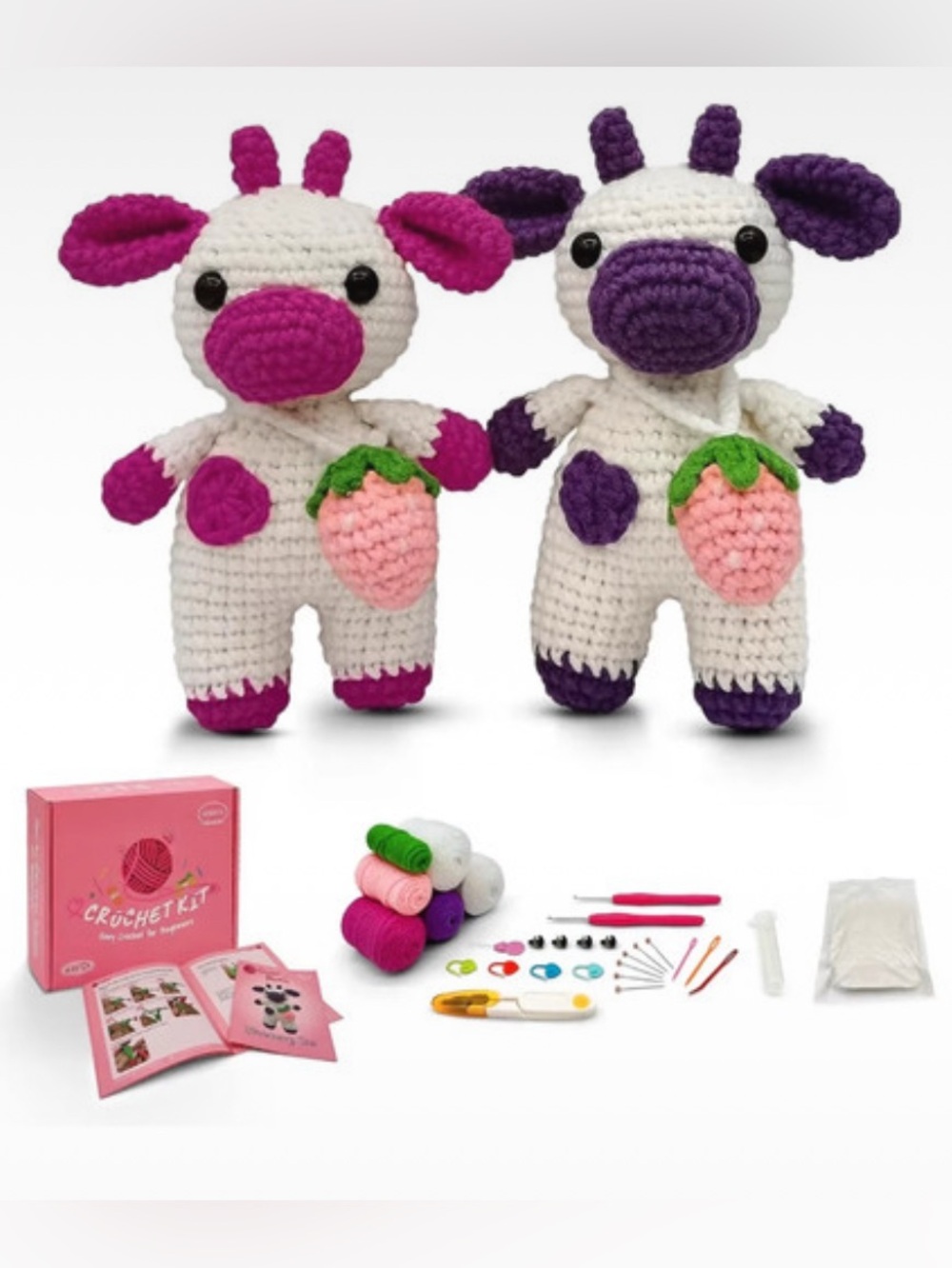 SGIBYN Strawberry Cow Crochet Kit for Beginners NIB